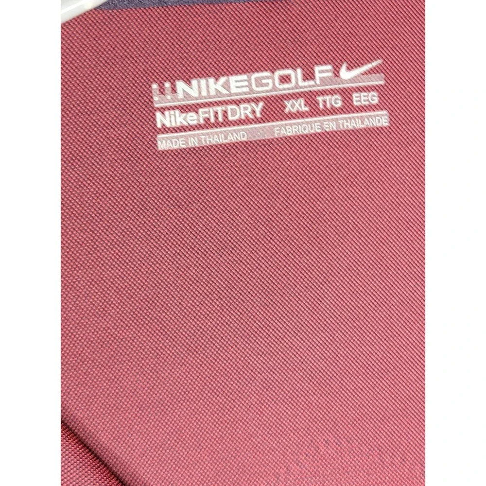 Nike Golf Polo Shirt Mens XXL Geometric Pattern‎ Black / Burgundy Active Dri-Fit